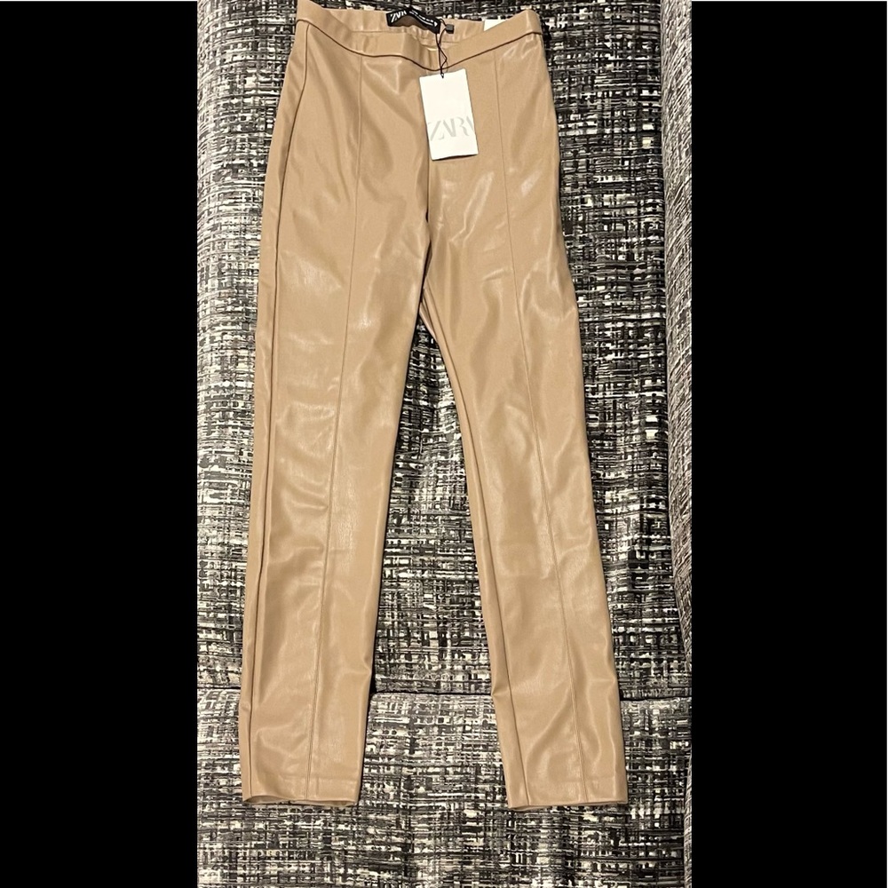 Zara Nude High Rise Leather legging